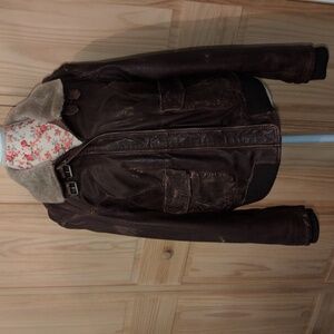 Wilson Leather Distressed Leather Bomber Jacket